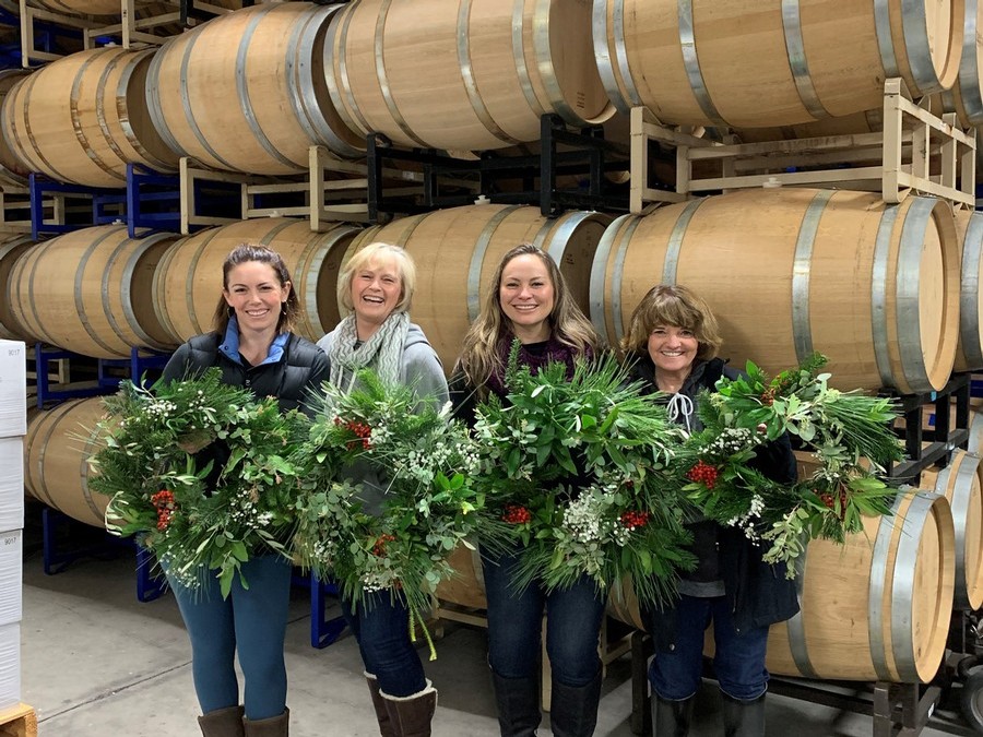 Ladies attending wreath workshop